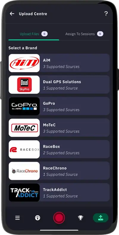 MyRaceLab Upload Centre listing supported device brands